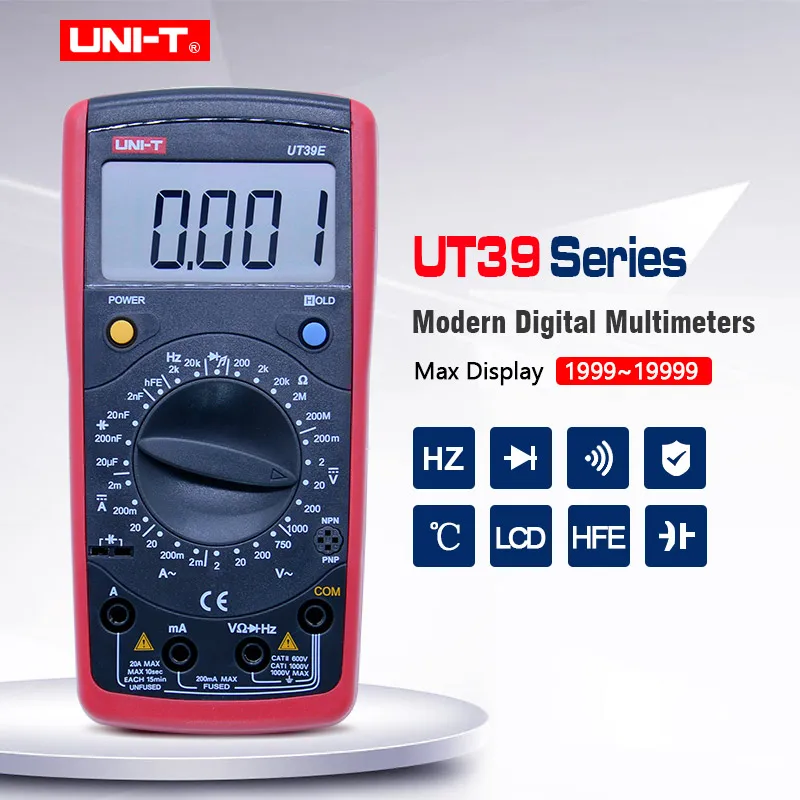 

UNI-T UT39A/C/E True RMS Digital Multimeter AC/DC Voltmeter Ammeter Resistance Capacitance Tester