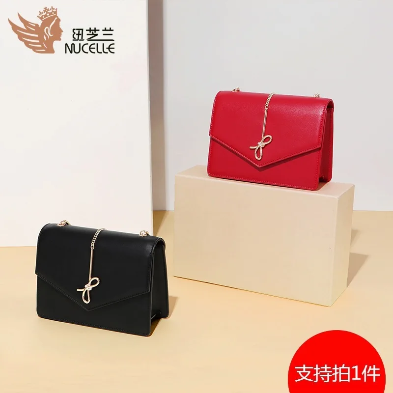 

Bag Female 2019 Joker Single Shoulder Slung Small Bag Red Marriage Bow Organ Bag