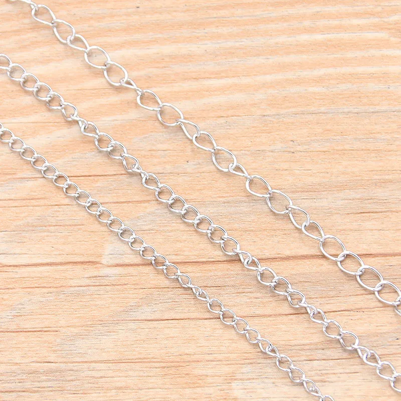 Collar de acero inoxidable pulido con cadenas, accesorios de joyería DIY, materiales hechos a mano, 5 metros/lote, 3 tamaños