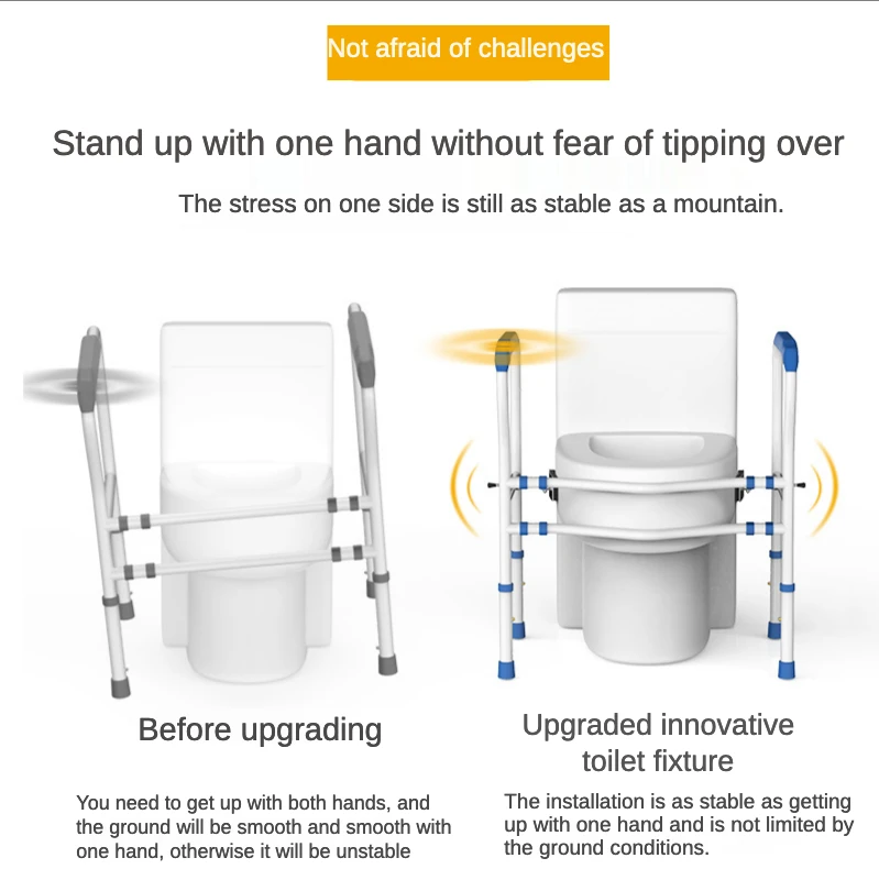 Adjustable Toilet Frame Rack Safety Rails Bathroom Suction Cup Handrail Grab Bar Anti-slip Shower Handle for Elderly Disabled