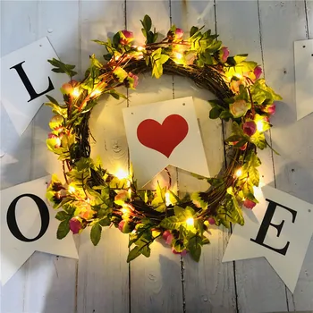 

Thrisdar Rose Flower Christmas String Lights 5M 10M Battery Operated Rose Leaf Vine Branch Light Christmas Fairy Garland Light