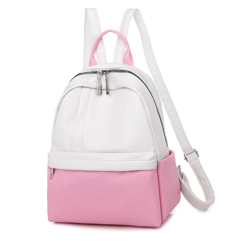 

2019 Panelled Backpacks For Girls Sac A Dos Women Leather Backpacks High Quality School Backpacks Casual Daypack Female Bagpack