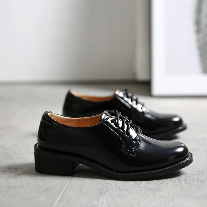 

Autumn Women Oxford Shoes Flats British Style Round Toe Women's Heels All-Match Modis Casual Female Sneakers Fall Leather Dress