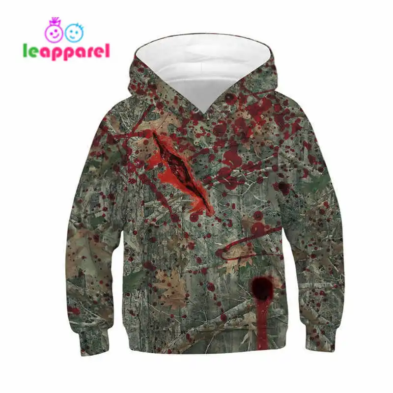 LEAPPAREL/Коллекция года; толстовки для девочек и мальчиков на Хеллоуин; толстовка с объемным принтом сердца и крови; детские толстовки с длинными рукавами; сезон осень-зима; От 6 до 16 лет - Цвет: TN00141