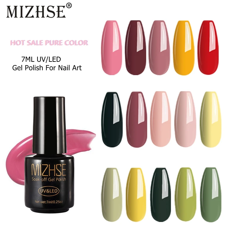 MIZHSE Гель-лак для ногтей масло Esmalte Permanente гель UV Y Led Gellak Фиолетовый Белый Черный чистый цветной Гель-лак для ногтей основа для ногтей