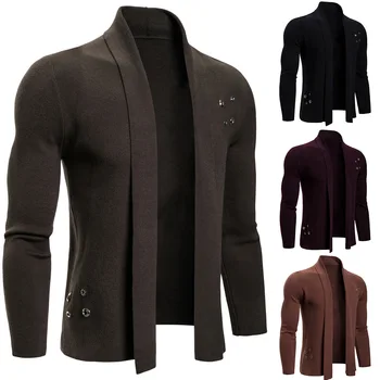 

2020 Spring New Men's Buttonless Knitted Cardigan Sweater Euro size Casual Knitted Sweater Coat Male