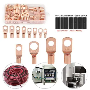 Fullly絶縁熱収縮バットコネクタ防水スプライスはんだ90ピース電気ケーブル圧着端子コネクタキット