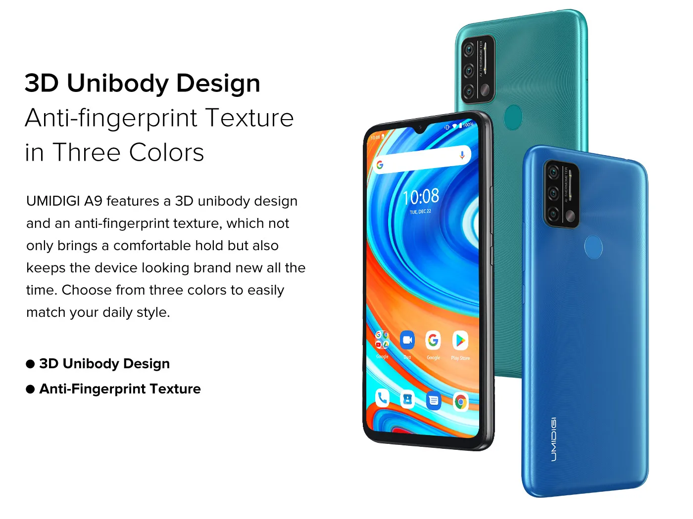 UMIDIGI A9 Global Version 3GB+64GB Android 11 13MP AI Triple Camera Octa Core Helio G25 6.53" HD+ 5150mAh Dual SIM Smartphone best pocophone for gaming