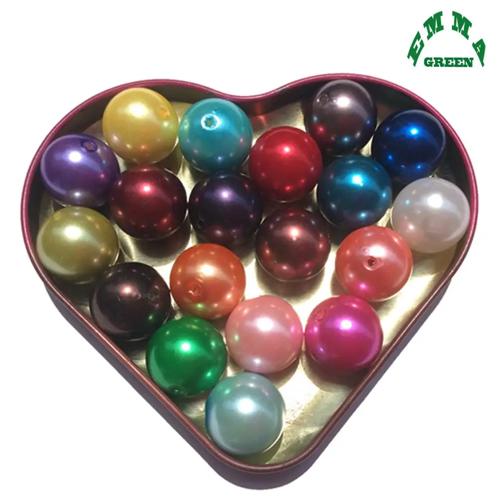 Pearl Beads for Jewelry making Pearls Bead A69 6mm to 30mm Round Beads Mint Green Acrylic abs Pearl Beads Chunky Bead for Kids
