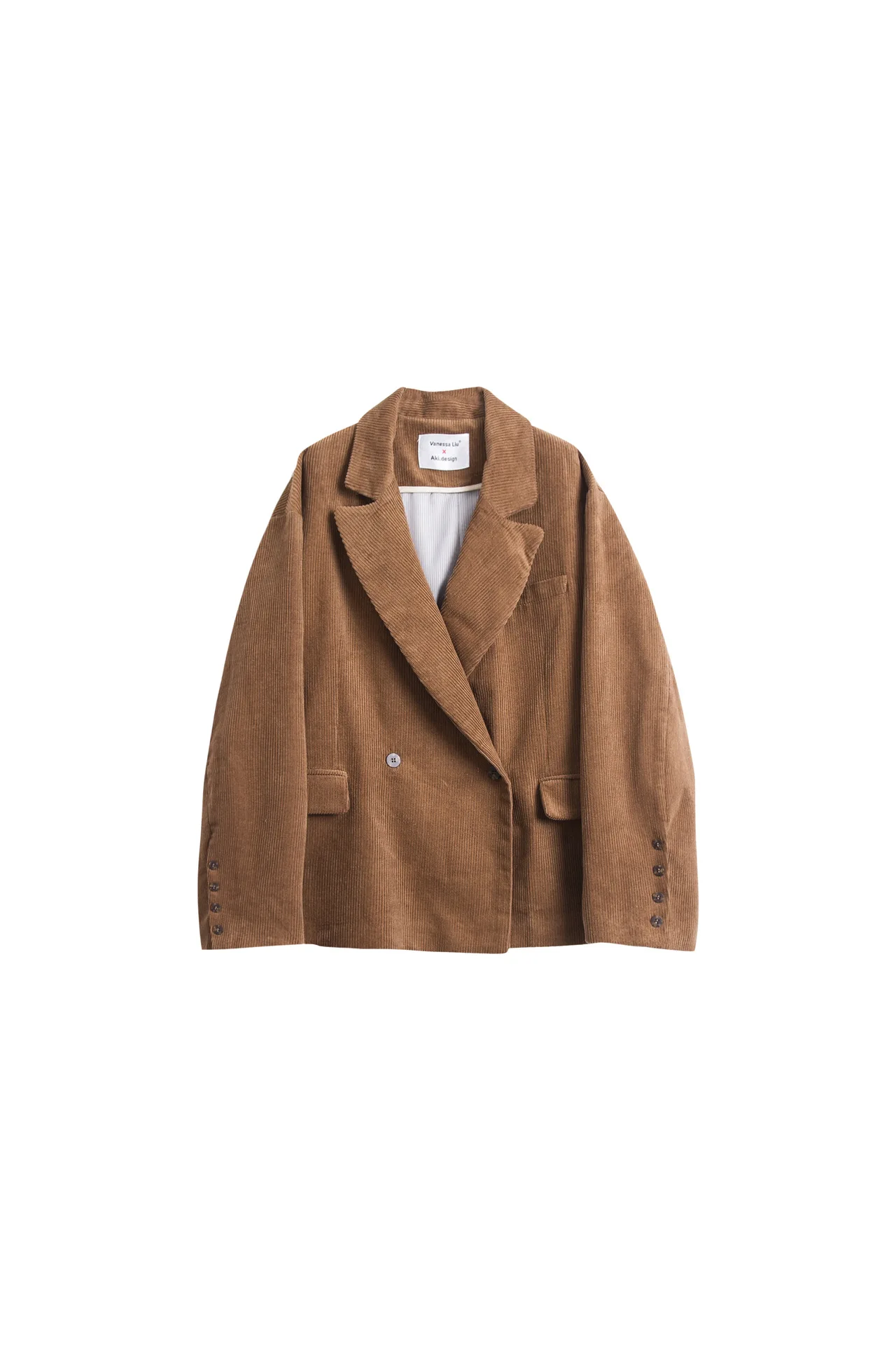 

Corduroy Profile Male Version Closure Collar Coat