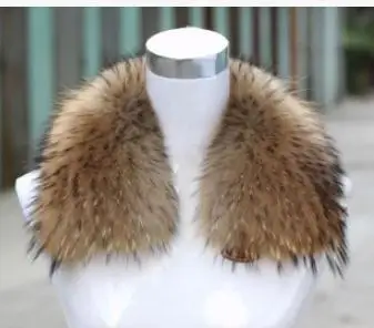 50cm Зима настоящий натуральный енотовый меховой воротник женские шарфы офисное пальто свитер шарф воротник роскошный енотовый мех шеи шапка Y772 - Цвет: 50cm