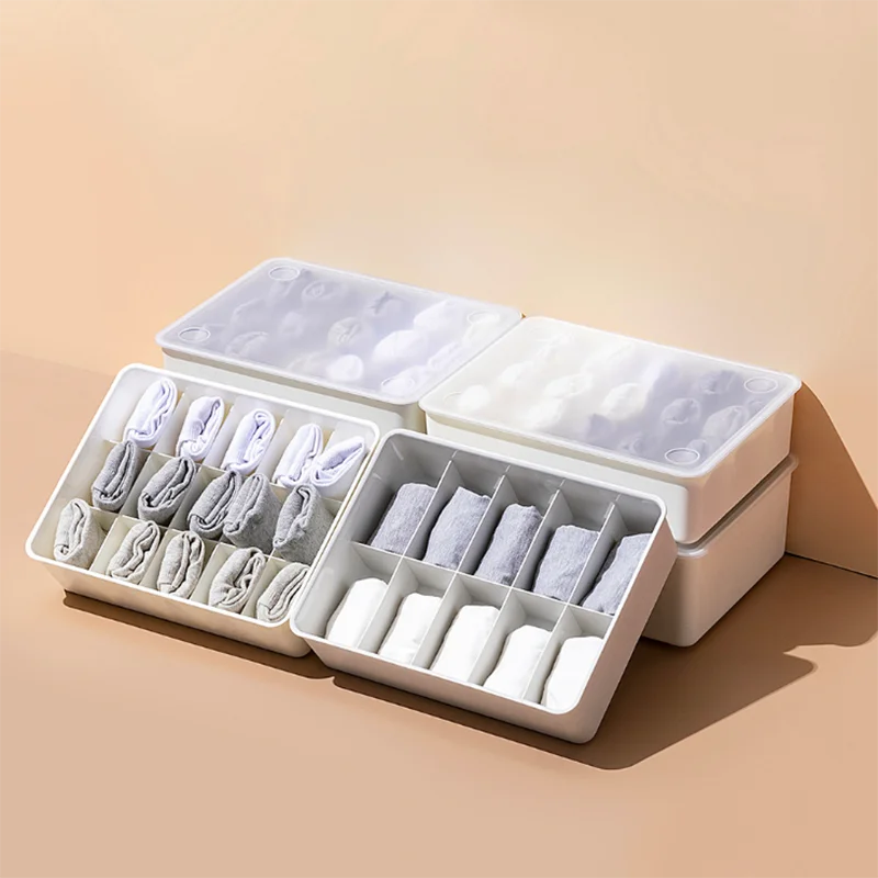 

Organizer for Underwear Storage Box Covered Wardrobe Plastic Packing Household Bra Socks Underwear Organizer Home Storage