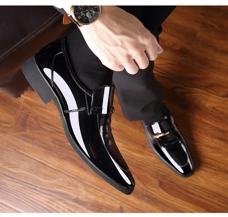 IMAXANNA/деловые свадебные туфли-оксфорды из лакированной кожи для мужчин; модельные туфли; Мужская официальная обувь с острым носком