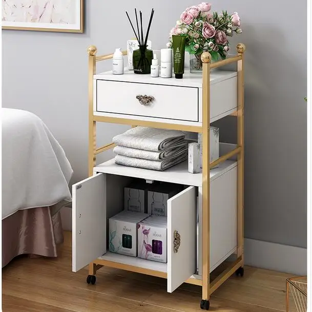 Beauty salon multi-functional cart barber shop special mobile instrument storage rack nail tool car white