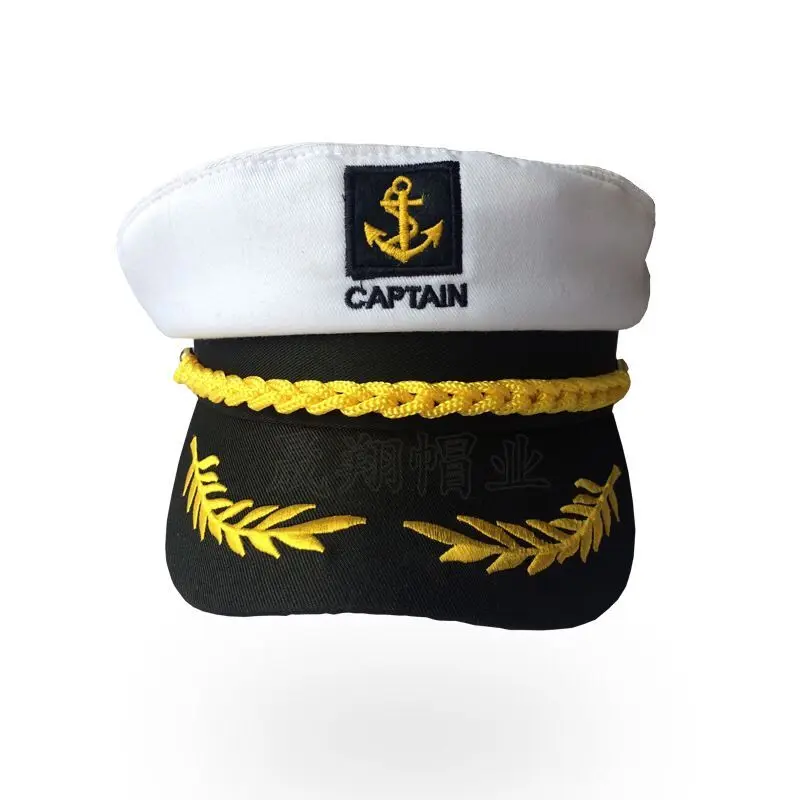 

Military Nautical Hat White Yacht Captain Hat Navy Cap Marine Skipper Sailor Cap Costume For Adults Party Fancy Dress Cloth