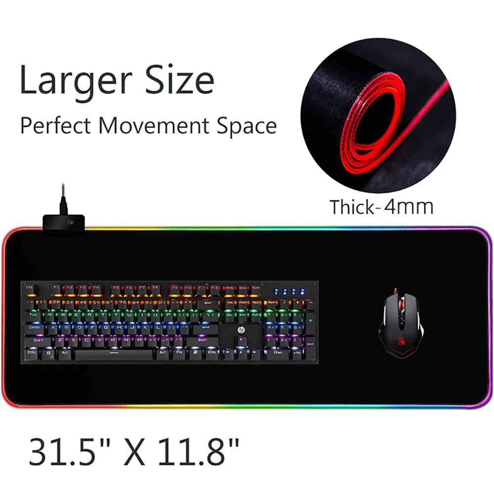 Игровой коврик для мыши RGB большой коврик для мыши геймер большая мышь Коврик для компьютерной мыши светодиодная подсветка XXL поверхность Mause Pad клавиатура Настольный коврик
