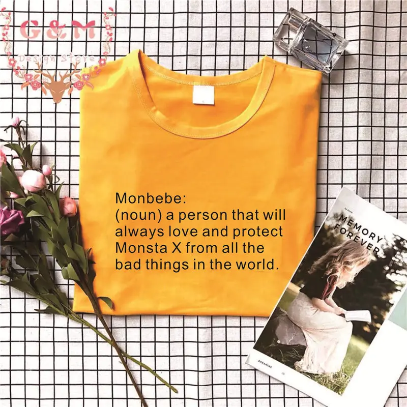 BANGTAN KPOP корейский стиль tumblr Monsta X уличная футболка унисекс Monbebe имя человека определение рубашка повседневные топы футболки черный