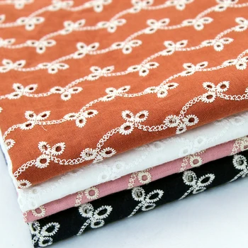 

Pure Cotton Embroidery Eyelet Floral Branch Hollow Lace Fabric DIY doll clothing Wedding Boho Dress Blouse Top By 1 yard