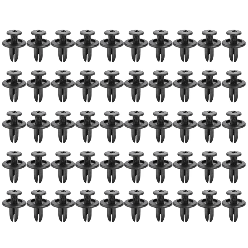 50pcs Car Bumper Fastener Plastic Rivets Trim Clip Fastener 6mm Auto Door Trim Panel Bumpers Grills Side Clips