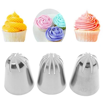 

3 Pcs Large Nozzle Pastry 304 Stainless Steel Icing Piping Tips Cake Decorating Tools DIY Dessert Pastry