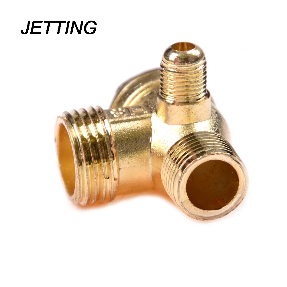JETTING 3 Port Brass Central Pneumatic Valves Air Compressor Check Valve Thread 90 Degree DIY Home Tools