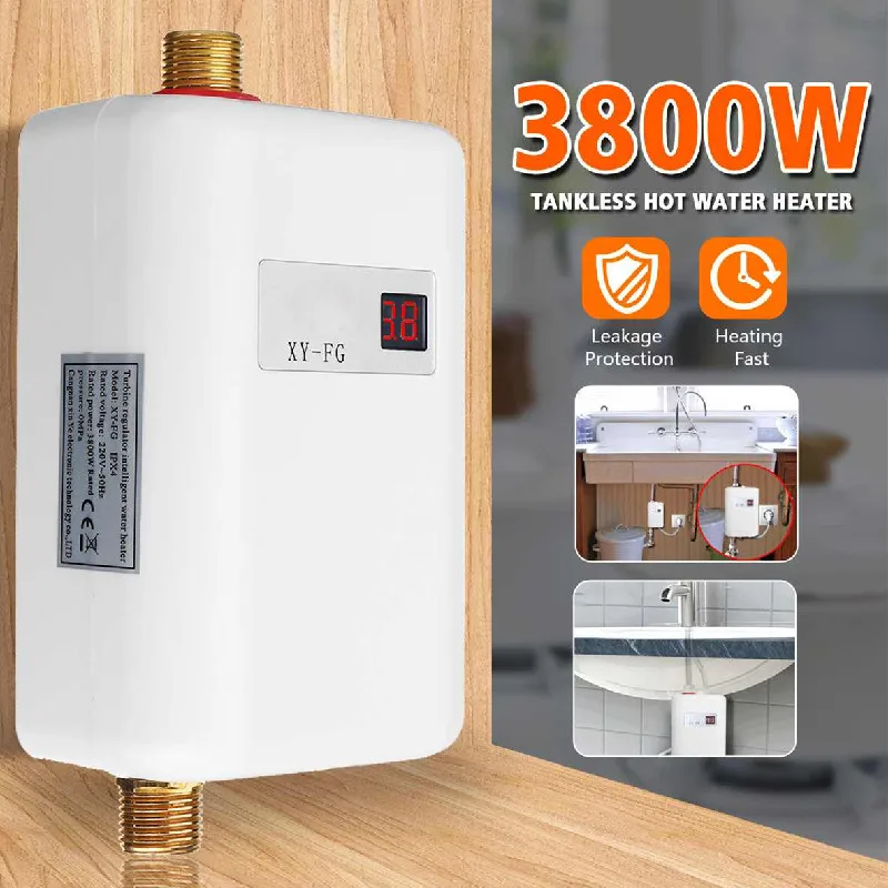 473XYFB3800WTanklessElectricWaterHeaterBathroomKitchenInstant