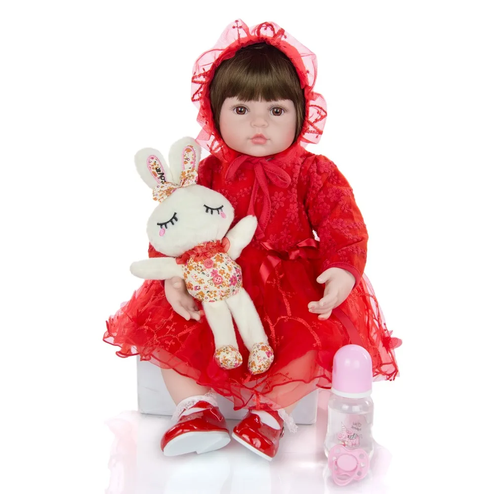 Прекрасное возрождение кукла bebe для маленьких девочек 2" 60 см красное платье принцессы силиконовые виниловые Детские куклы игрушки для детей подарок
