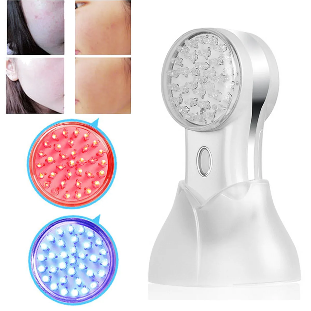 

Red Blu-ray Acne Anti-Wrinkle Whitening + Back 3x Magnifying Beauty Mirror Multi-Function Beauty Instrument Beauty Rejuvenation