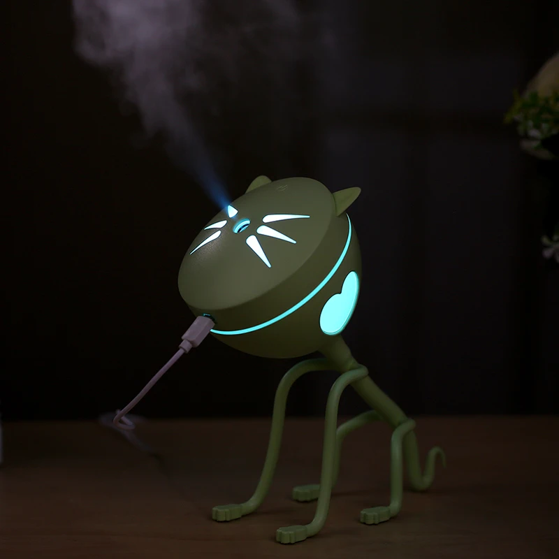 

150ml Cute Cat USB Air Humidifier Ultrasonic Aroma Diffuser with LED Lights Mist Maker Mini Office Desktop Air Purifier