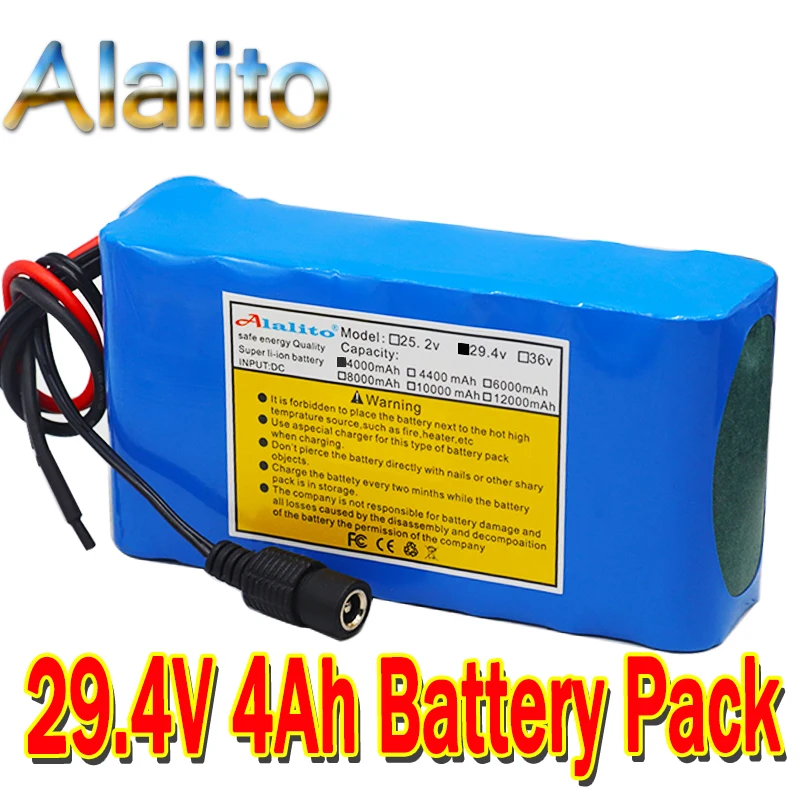 Большая емкость 24V 4Ah 7S2P 18650 батарея литий ионный аккумулятор 29 4 v 4000mAh