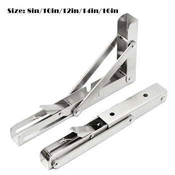 

2pcs Stainless Steel Folding Stand Table Bracket Shelf Bench 200kg Load Heavy for Table Work Space Saving DIY Bracket 8-16 inch