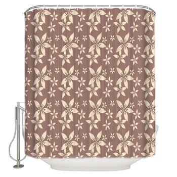 

Yellow Illustrations with Flower Stripes are Naturally Beautiful in Character Striped Pattern Bathroom Shower Curtain