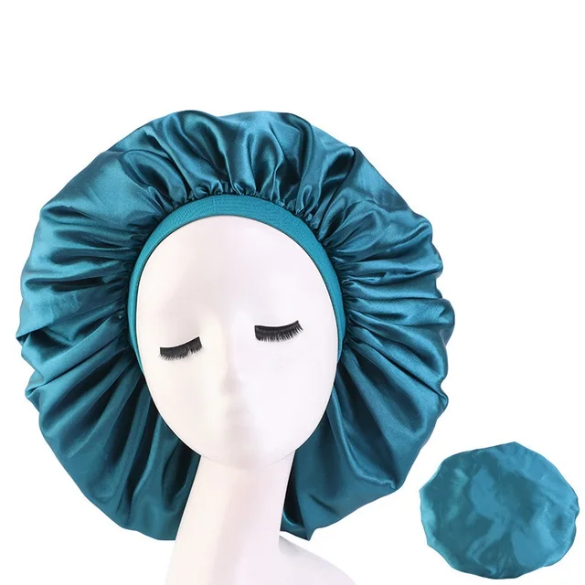 Large Print Satin Silky Bonnet Sleep Cap Width Elastic Band for Women Solid Color Head Wrap Lady Hair Accessories Wholesale style14