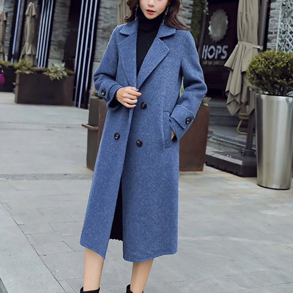 JAYCOSIN,, зимнее шерстяное пальто, женское, длинное, корейский стиль, женское, одноцветное, двубортное, верхняя одежда, шерстяные куртки, пальто для женщин, 909