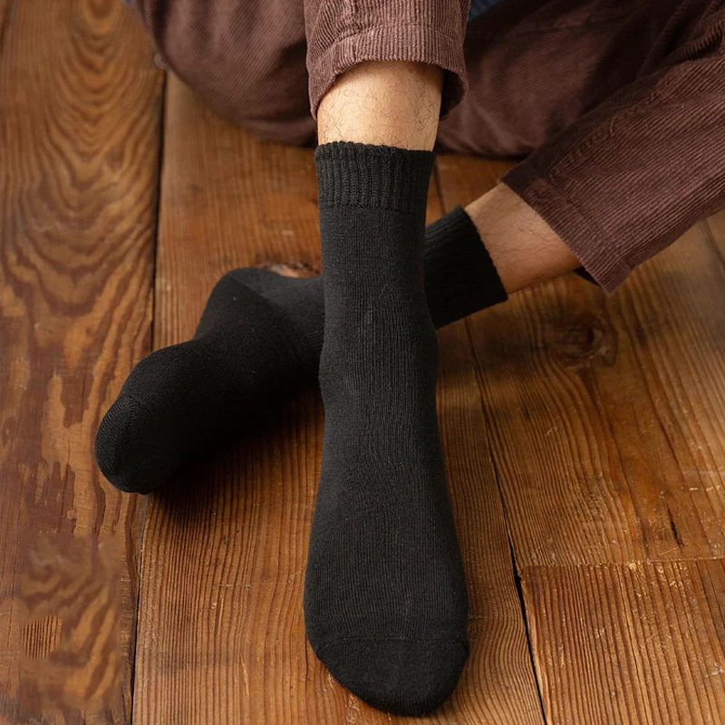 New Male Hot Sale 5Pairs/Lot Against Cold Terry Socks Winter Warm Solid Socks Super Thicker Men Socks