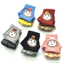 Детские зимние теплые лоскутные вязанные милые с веревочками перчатки для женщин, вязанные крючком перчатки из искусственного меха, женские перчатки