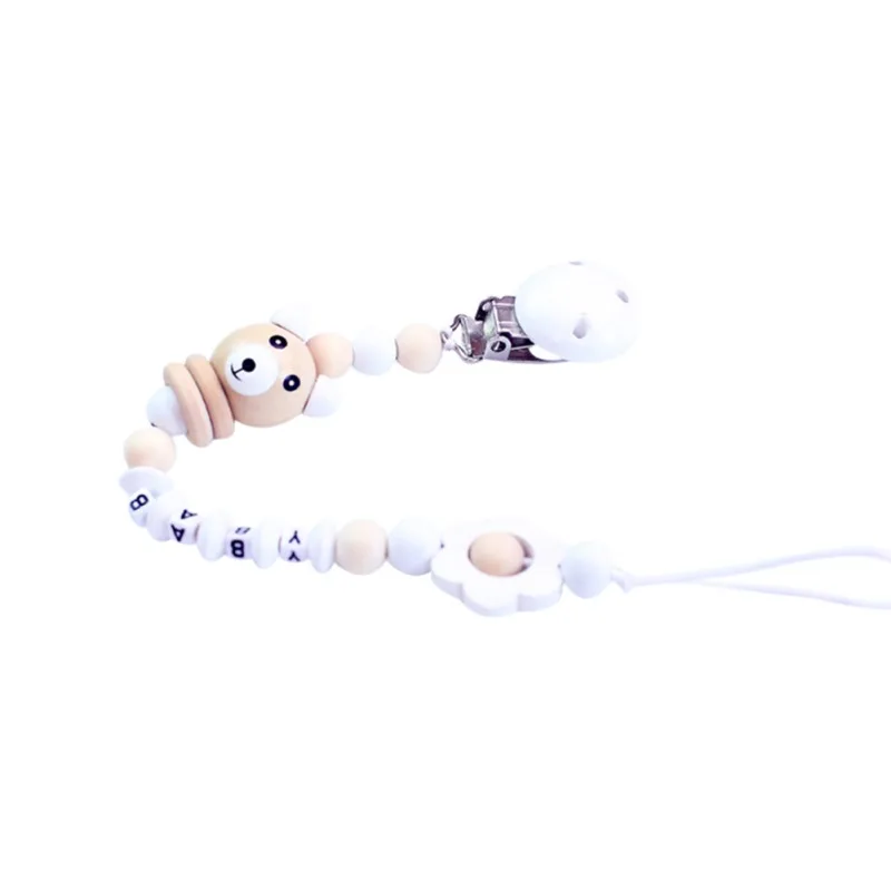 color as picture Newborn Baby Pacifier Clip Chain Letter Anti-fall Dummy Pacifier Chain Clip Holder Infant Nipple Feeding hot - Цвет: color as picture