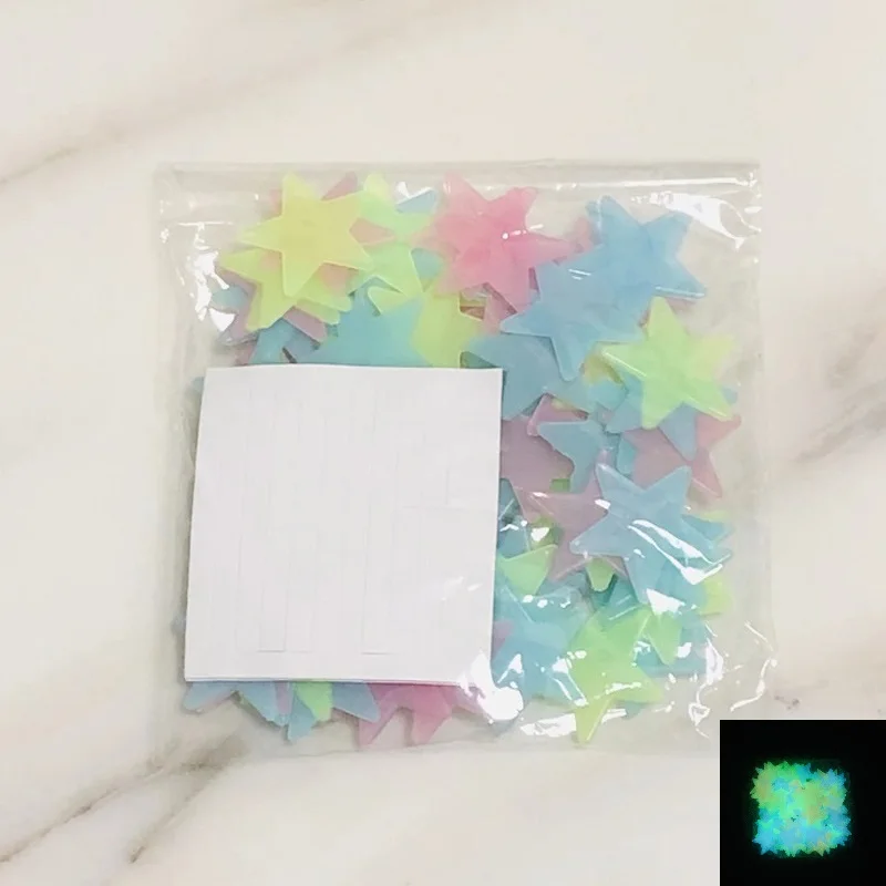 50Pcs Luminous 3D Stars Glow In The Dark Wall Stickers For Kids Baby Rooms Bedroom Ceiling Home Decor Fluorescent Star Stickers