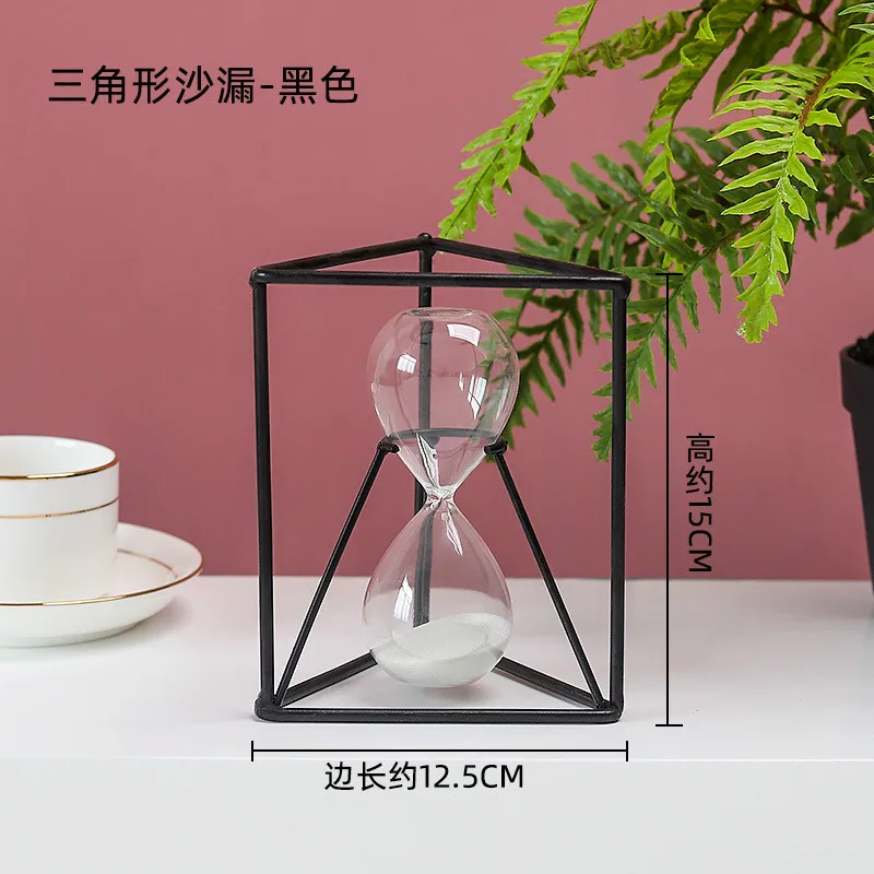 Sand+ glass+ iron innovative European hourglass timer desktop sand timer home decoration gift ornaments - Color: D