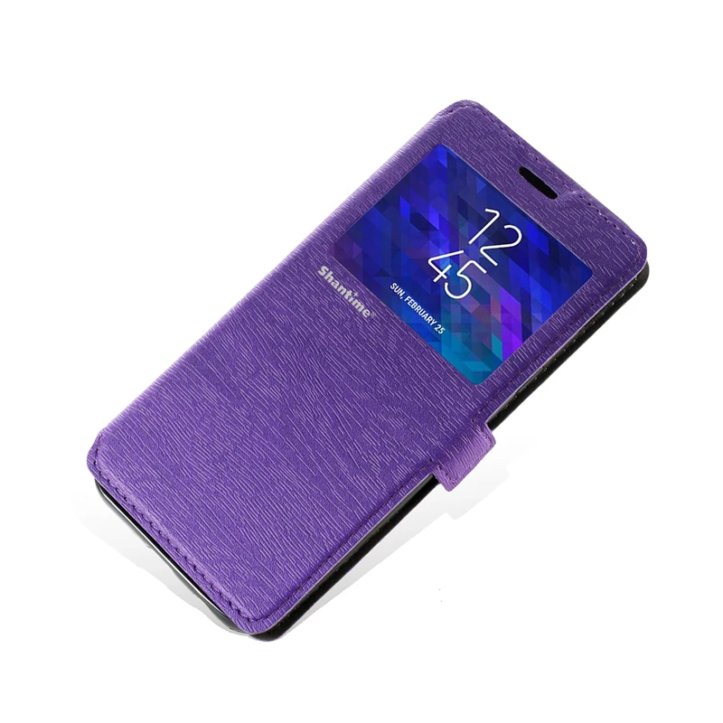 PU Leather Phone Case For Xiaomi Redmi Note 8T Flip Case For Redmi Note 8T View Window Book Case Soft TPU Silicone Back Cover - Color: Purple