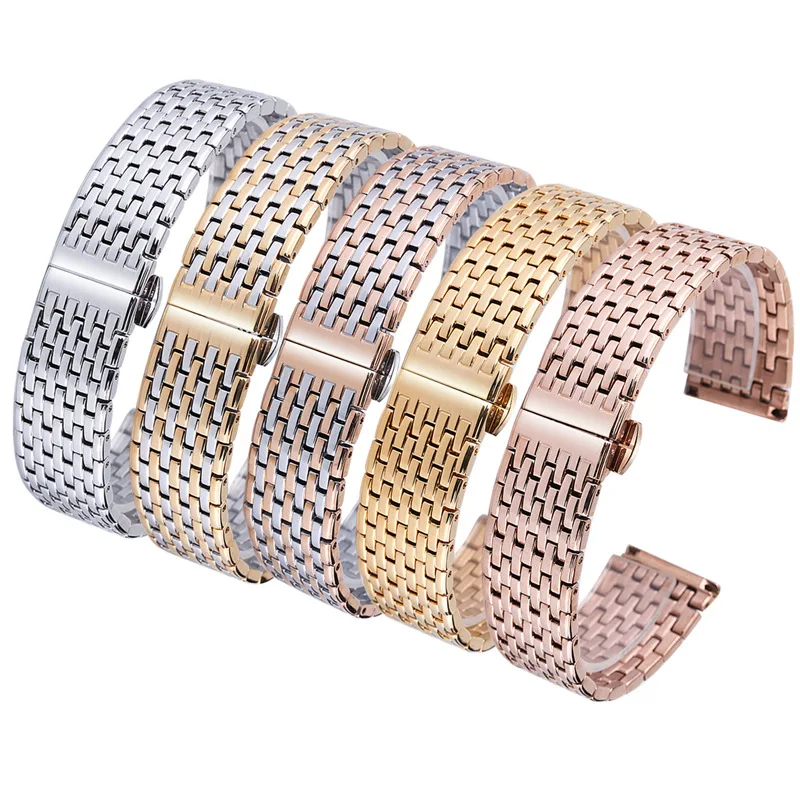 

Luxury Metal Watchbands 2020 New Stylish 20 22 mm Men's Business Watch Strap Silver Rose Gold Solid Stainless Steel Bracelet