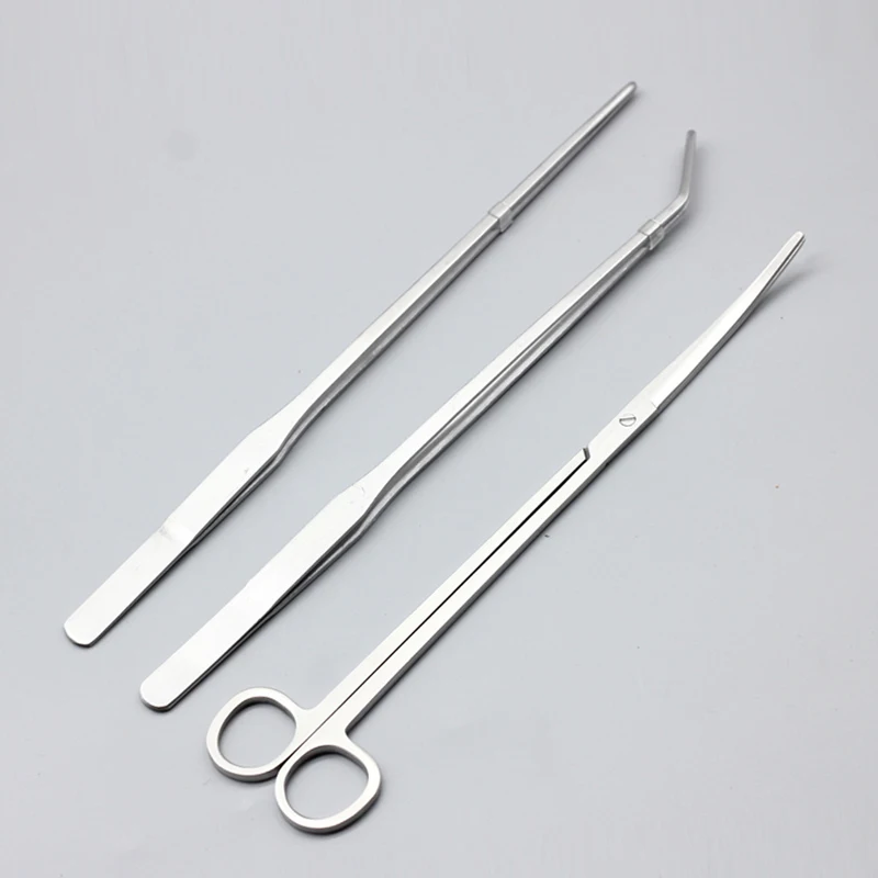 3/5Pcs Set Aquarium Cleaning Tools Kit Tweezers Curve Scissor Fish Tank Water Plants prune Grass Stainless Steel Tool Suit