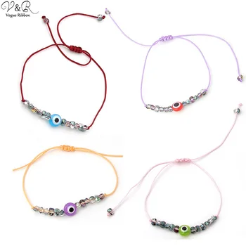 

Thread bracelet set, hand made bracelet with acrylic eye and glass bead, DIY jewelry bracelet set