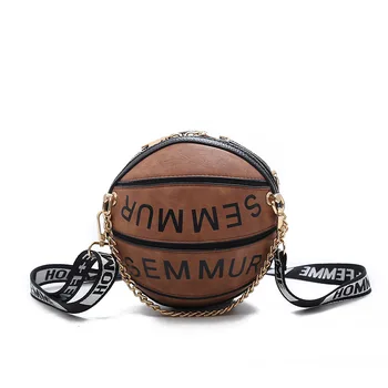 

New Letter Basketball Bag Women Handbag Personality Chain Small Ball Totes High Quality Patchwork Lady's Shoulder Crossbody Bag