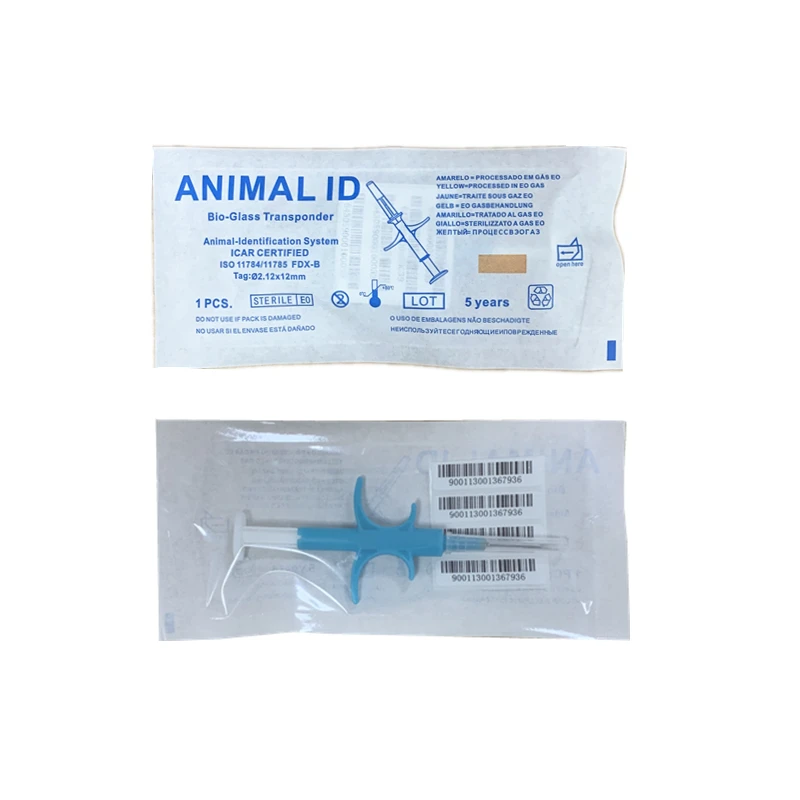 X100Pcs Iso11784/5 Fdx-B Parylene Rfid Mikrochip Befecskendező Gödörcímke Animal Implanter Chips Fecskendő Macskás Kutya Tehén Azonosításához