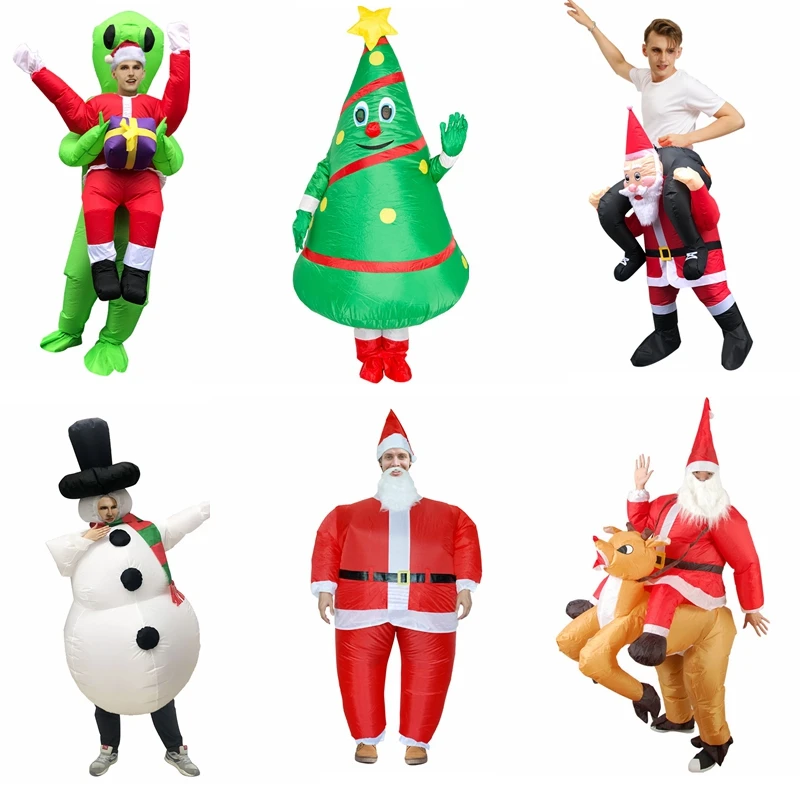 

Christmas Cosplay Inflatable Costume Carry me Santa Claus Snowman Inflated Garment Xmas Tree Festival Party Disfraz fro Adult