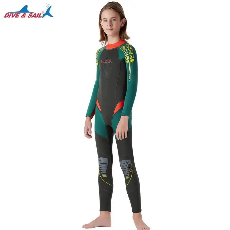 2.5mm full body neoprene swimsuit boys girls neoprene wetsuit kids one piece swimwear children diving suit Back Zip wet suit