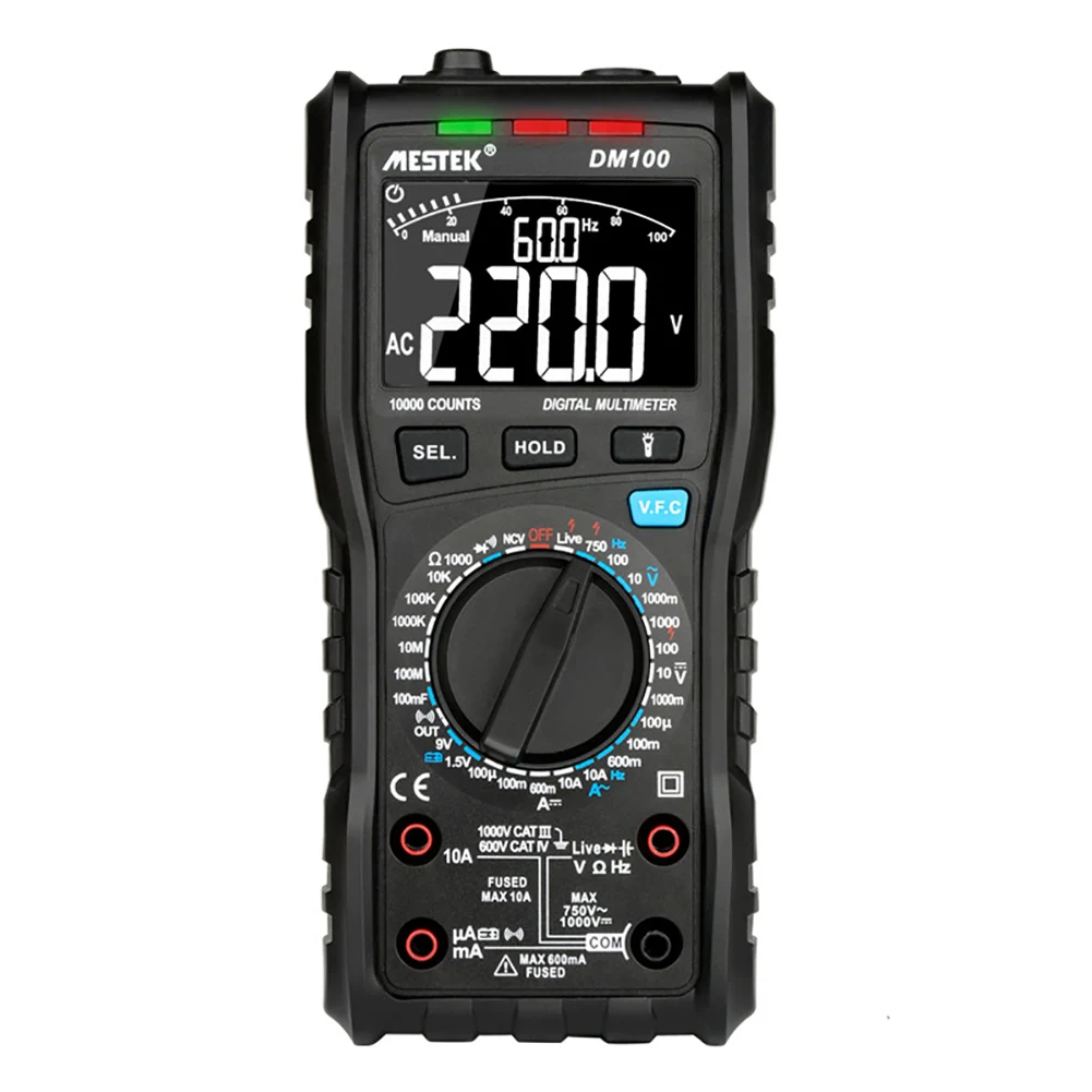 

10000 Counts Flashlight Tool High Accuracy Voltage Capacitance Multifunctional Analog Tester Resistance Digital Multimeter