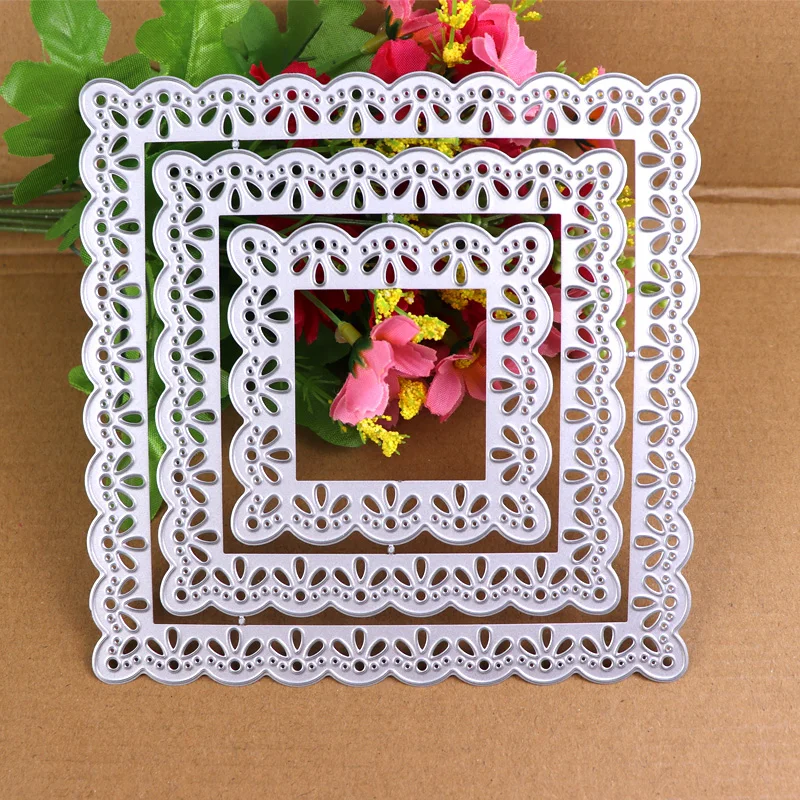 14cm Square Die Background Metal Cutting Dies Scrapbooking Cut forr DIY Photo Album Card Craft Paper Supplies | Дом и сад