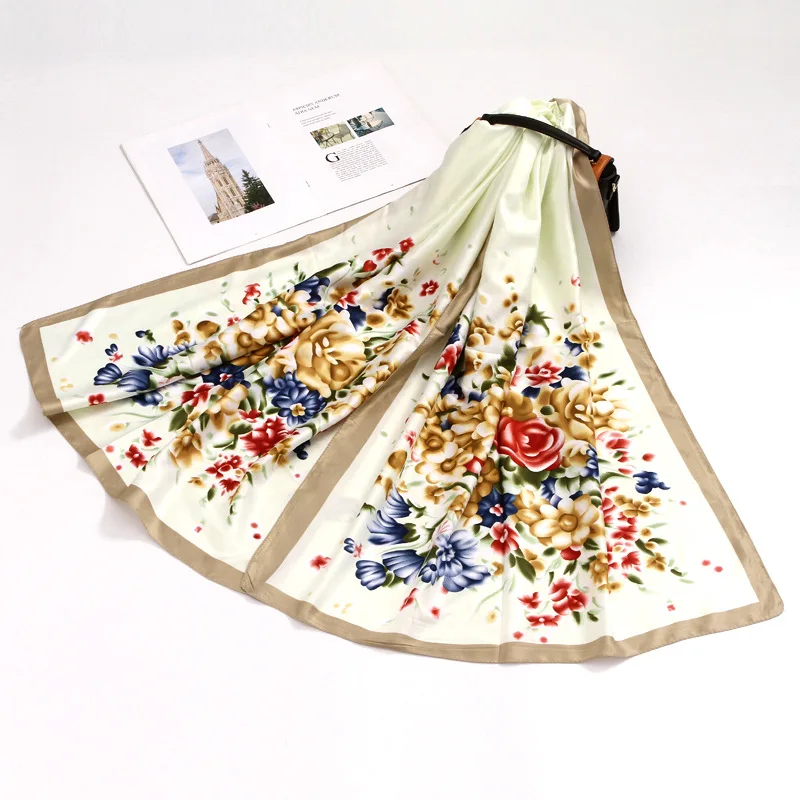 1 flower beige Мусульманский шарф больших размеров 180x70 см хиджаб шарф Джерси осень зима шарфы пашмины - Цвет: 1 flower beige